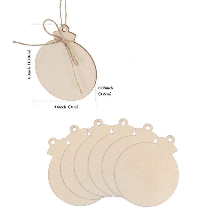 A34R 50Pcs DIY Christmas Wooden Ornaments Large Natural Wood Slices Predrilled With Hole Wooden Circles For Xmas Crafts