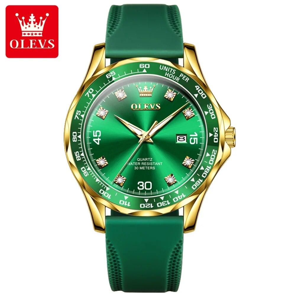 OLEVS Silicone Strap Quartz Watch for Men Fashion Diving Series Luxury Top Brand Original Men's Wristwatch Auto Date Hand Clock