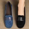 Retro Round Toe Faux Suede Low Heel Pumps Women Fashion Sewing Patchwork Design Loafers Elegant Comfort Commuting Office Shoes