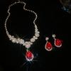 Luxus Perlen- & Diamant-Wassertropfen-Ohrring- & Halsketten-Set - Elegante High-End Damenmode