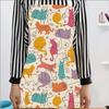 1Pcs Apron Cotton Linen Cooking Cute Cat Printed Home Sleeveless Aprons Men Women Baking Accessories Household Kitchen Supplies