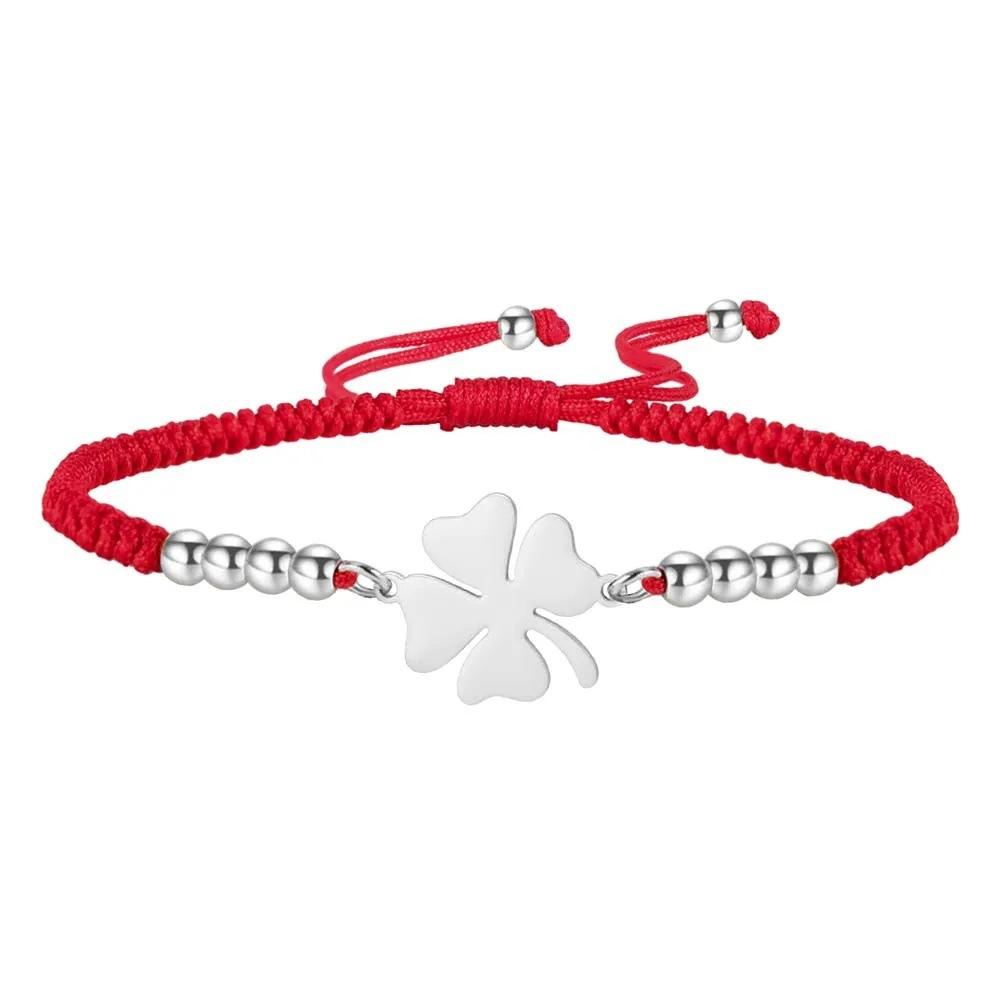 Simple And Stylish Four Leaf Clover Double Layer Couple Bracelet Irish Lucky Symbol Jewelry Gift
