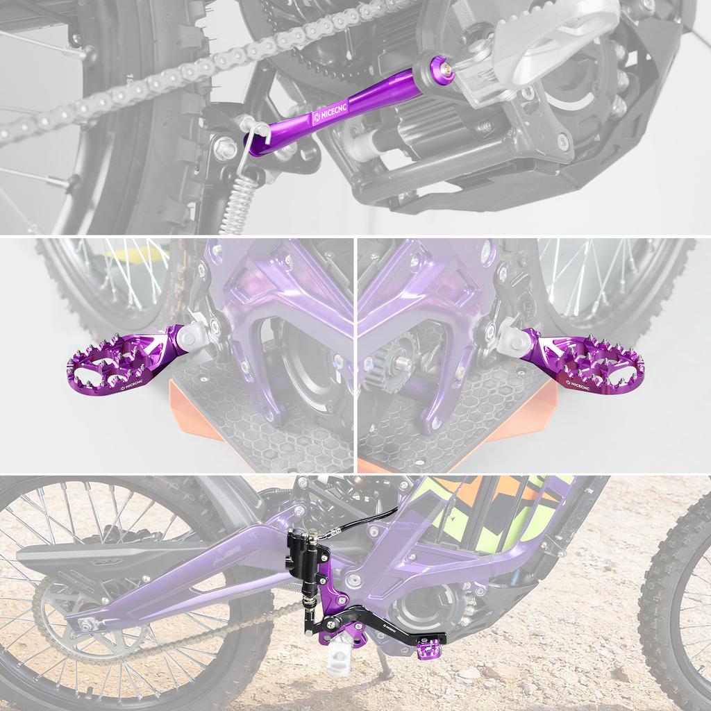 NICECNC For Surron Light Bee X S For Segway X160 X260 Hydraulic Rear Foot Brake Pedal Lever & Footrest & Foot Pegs Support Brace