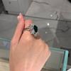 Spanish Royal Family Green Zircon Flower Ring: Women's Adjustable High-End Design with Colorful Gemstones
