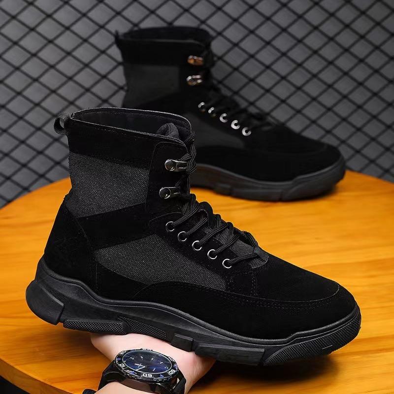 Martin boots men's autumn new lightweight breathable men's boots fashion high-top canvas sports and leisure shoes