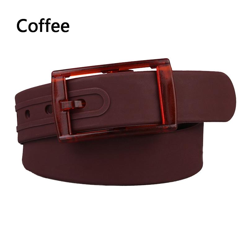 Women Men Belt Adjustable Silicone Candy Color Jelly Rubber Waistband Plastic Buckle