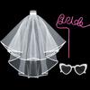 3Pcs Wedding Bride Veil Straw Glasses Set Bride To Be Decorations Bachelorette Hen Party Supplies Team Bride Bridal Shower Gift