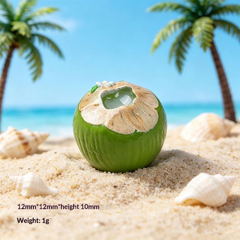 Mini Resin 3D Simulated Coconut Juice Decor 6Pcs Green Brown Accessories for DIY Handmade Gift Jewelry Making Craft