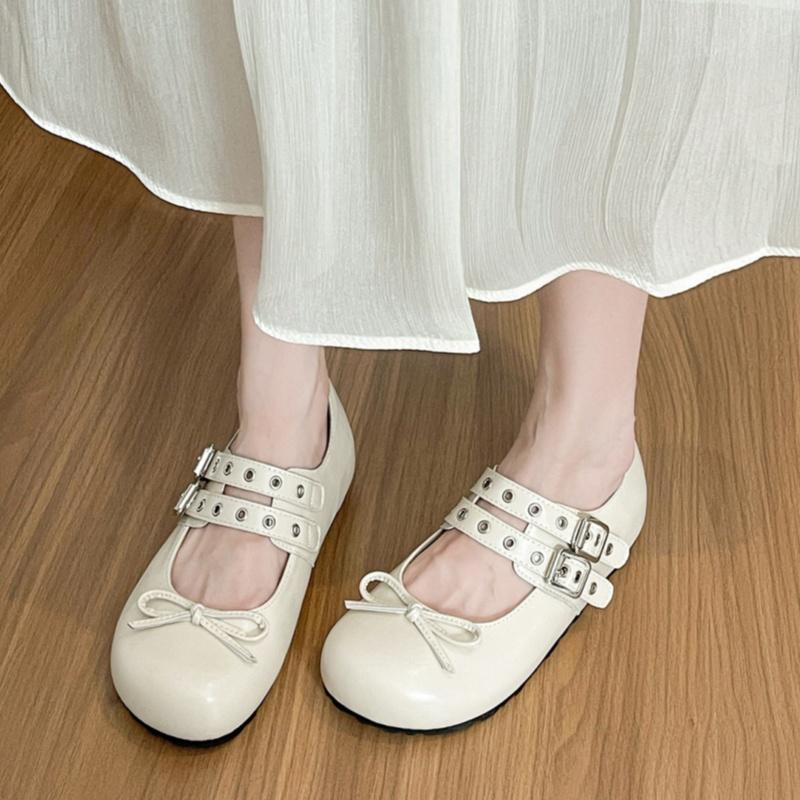 Mode Damen Ballerinas 2025 Frühling Leichte Damenschuhe Runde Zehenpartie Schleife Bequeme Weiche Damen Flats