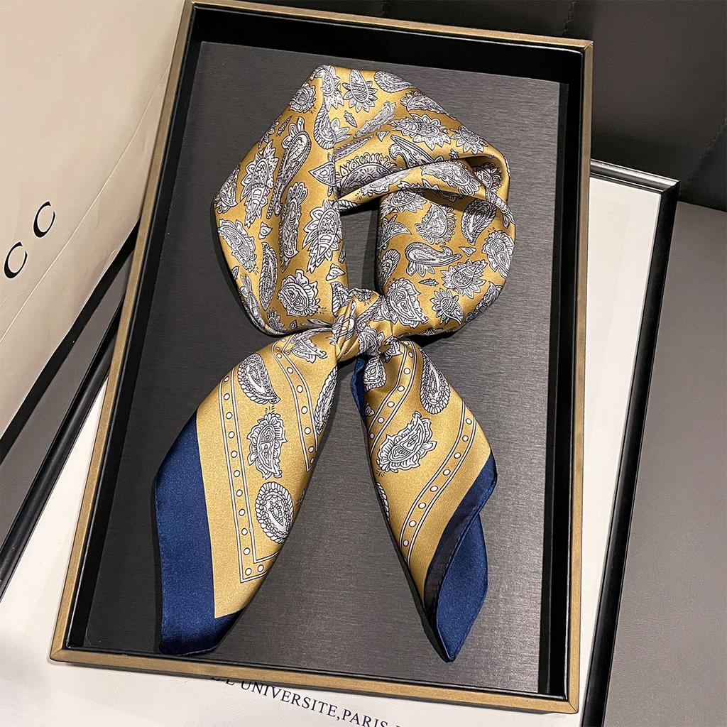 Luxury Square Scarf For Women Elegant Ladies Hijab Fashion Print Neckerchief Bandanas Summer Soft Stain Faux Silk Scarves Shawl