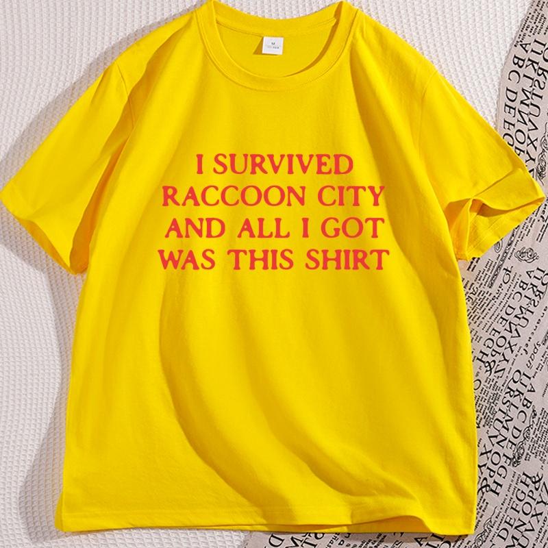 

I Survived Raccoon City TShirt Y2K Horror Game Tee Short Sleeve Unisex Round Neck Printed Tshirt Unisex Streetwear Clothes Tops 4XL