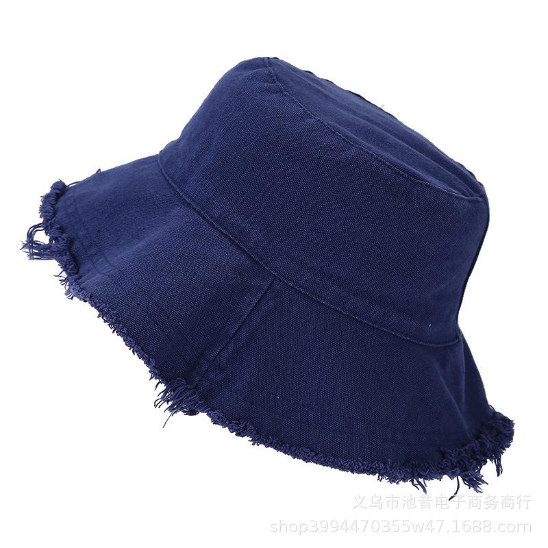 New Edged Bucket Hat Unisex Fashion Washed Cotton Soft Wide Brim Outdoor Summer Beach Sun Hat