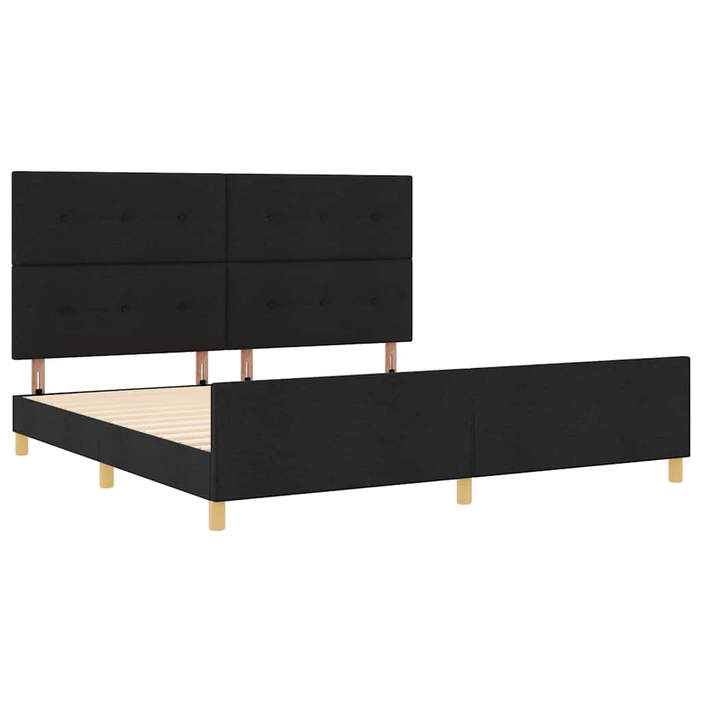 Bed Frame with Headboard Black 200 x 200 cm Fabric