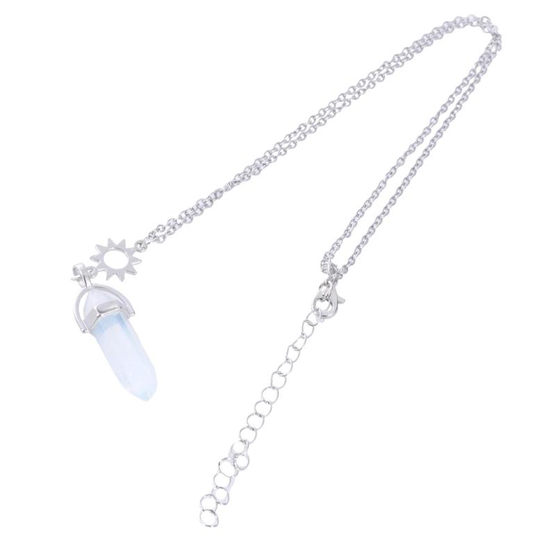 2PCS Natural Stone Hexagonal Column Crystal Pendant for Sun and Moon Charm Best Friends Jewelry Bullet Stone Women BFF G