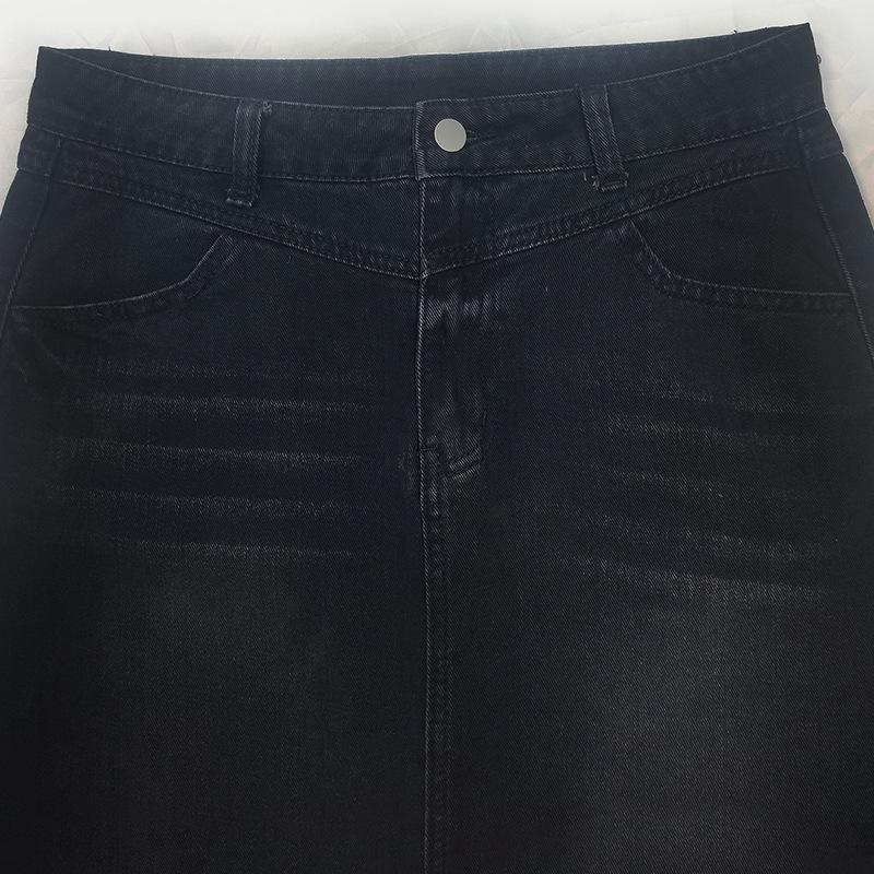 2025 High-Waisted Minimalist Denim A-Line Midi Skirt