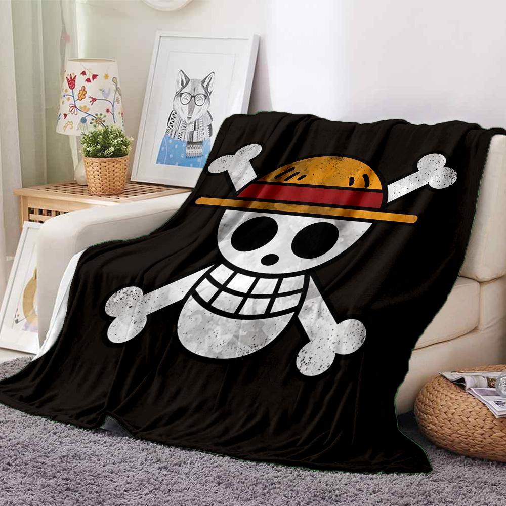 1PC One Piece Straw Hat Pirates Patterned Flannel Blanket Suitable For All Seasons For Home Decor Warmth And Comfort Gifts Holiday Present