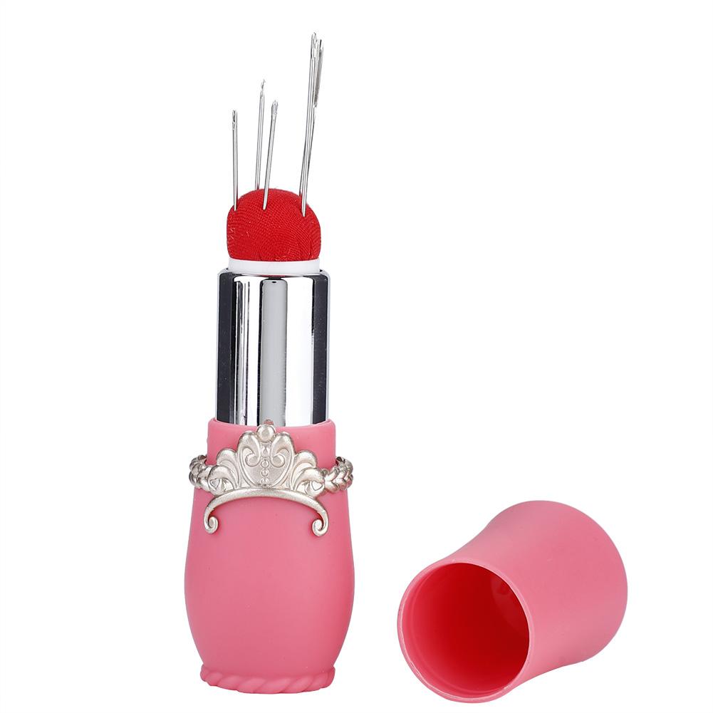 D&D Fashion Lipstick Shaped Sewing Needles Insertion Pin Holder Cushion(rose red)