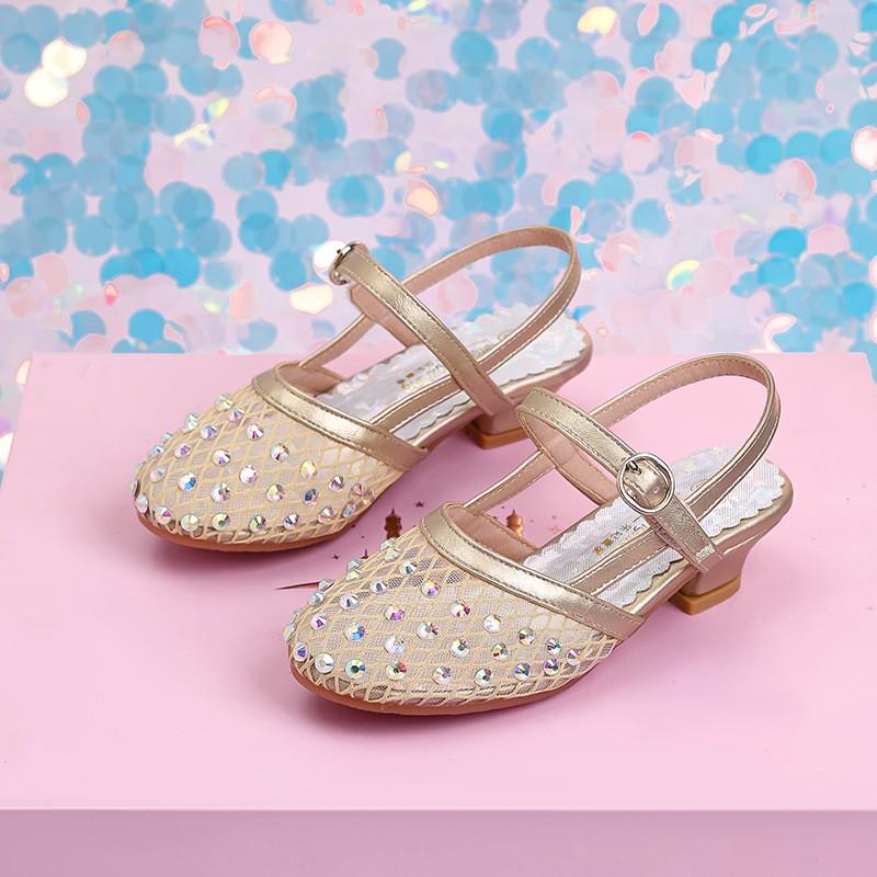 Girls Crystal Princess Sandals Kids Hollow Glitter Dress Shoes Toddler Little Child