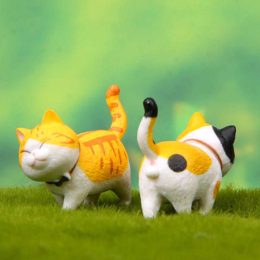 Ornament Funny Design With Bowknot Simulation Animal Model Cartoon Cat Figurine Mini Kitten Statue