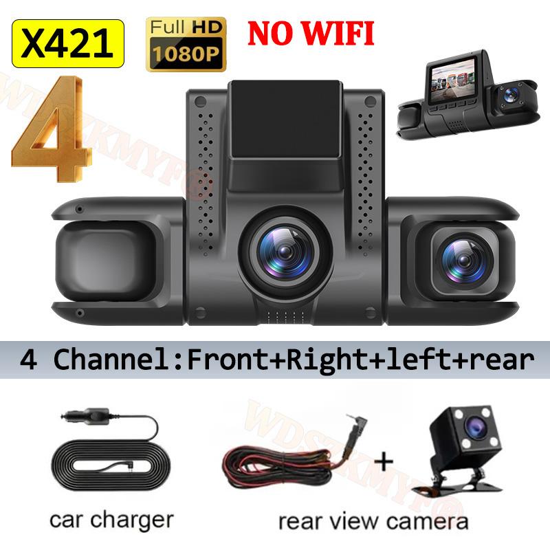 New 360° Car Dash Cam 4 Channels WIFI Video Recorder 1080P Car DVR Front inside Rotatable and Rear View Night Vision Black Box