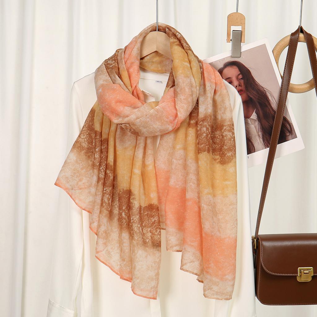 Stiksel Kleur Katoen Voile Hijab Dames Bloemenprint Sjaal Dunne Zachte Viscose Sjaal Moslim Kleurovergang Foulard Turban Zakdoek