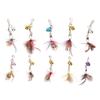 10Pcs Cat Teaser Wand Replacement Feather Cute Flying Insect Attractive Cat Wand Toy Accessories with Bell and Pin Hook