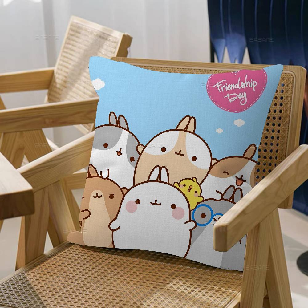 Anime Cute M-Molang Maple Design Cushion Cover Happy Autumn Harvest decor Holiday Decorati Pillow Cover