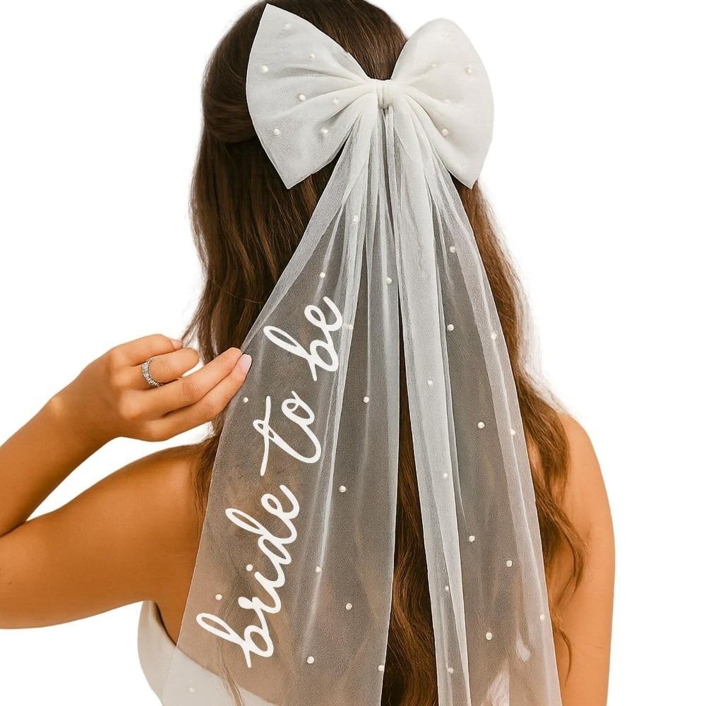 Pearl Bridal Veil Bow Bride Head Gauze Temperament Marry Veil Bride Accessories