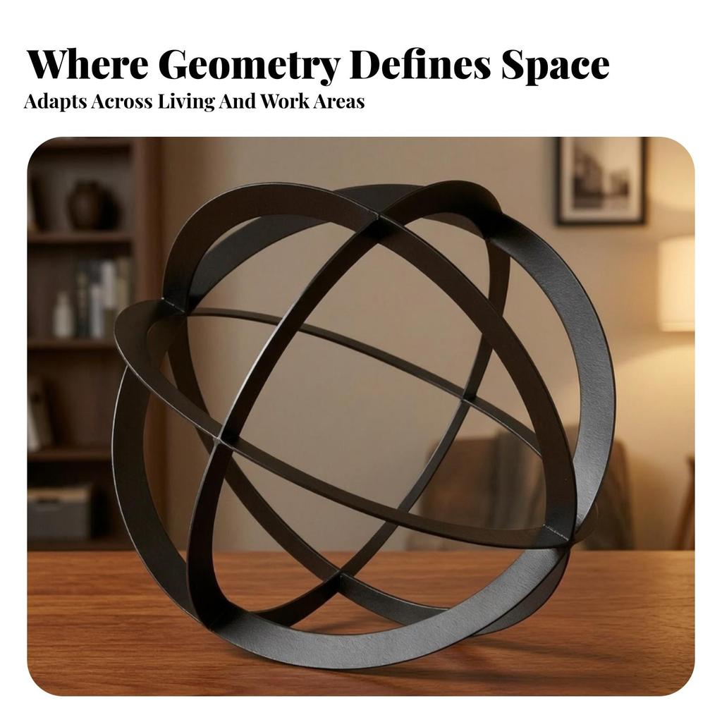 Metal Geometric Sculpture Decorative with Interlocking Rings Elegant