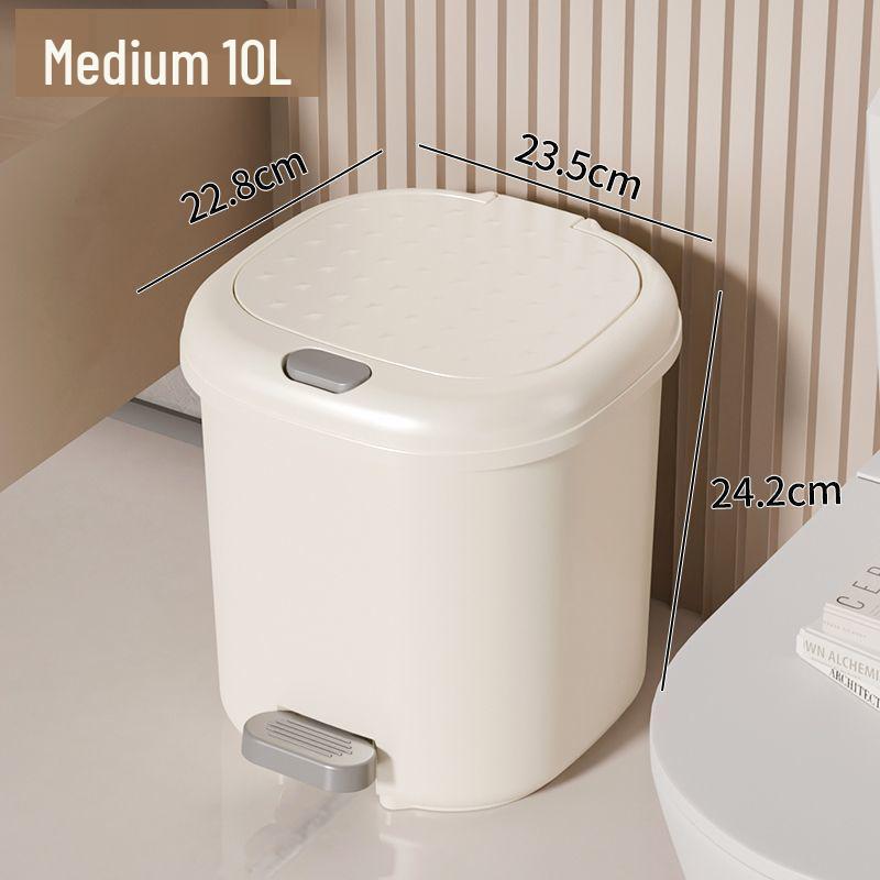 Cream Pedal Trash Can for Home, Kitchen, Bedroom & Bathroom - Large Capacity