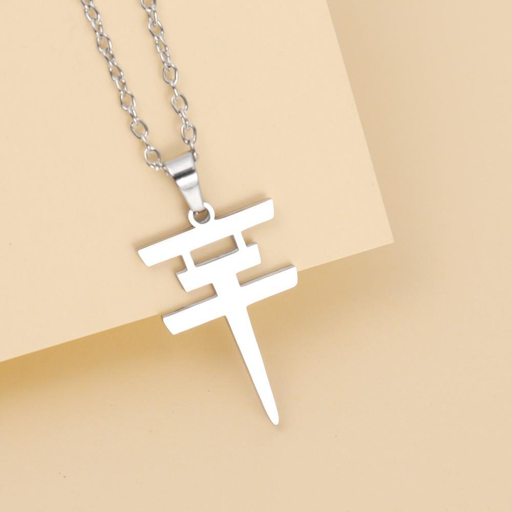 Stainless Steel Geometric Symbol Pendant Necklace Minimalist Gold Silver Hip Hop Jewelry for Men Women