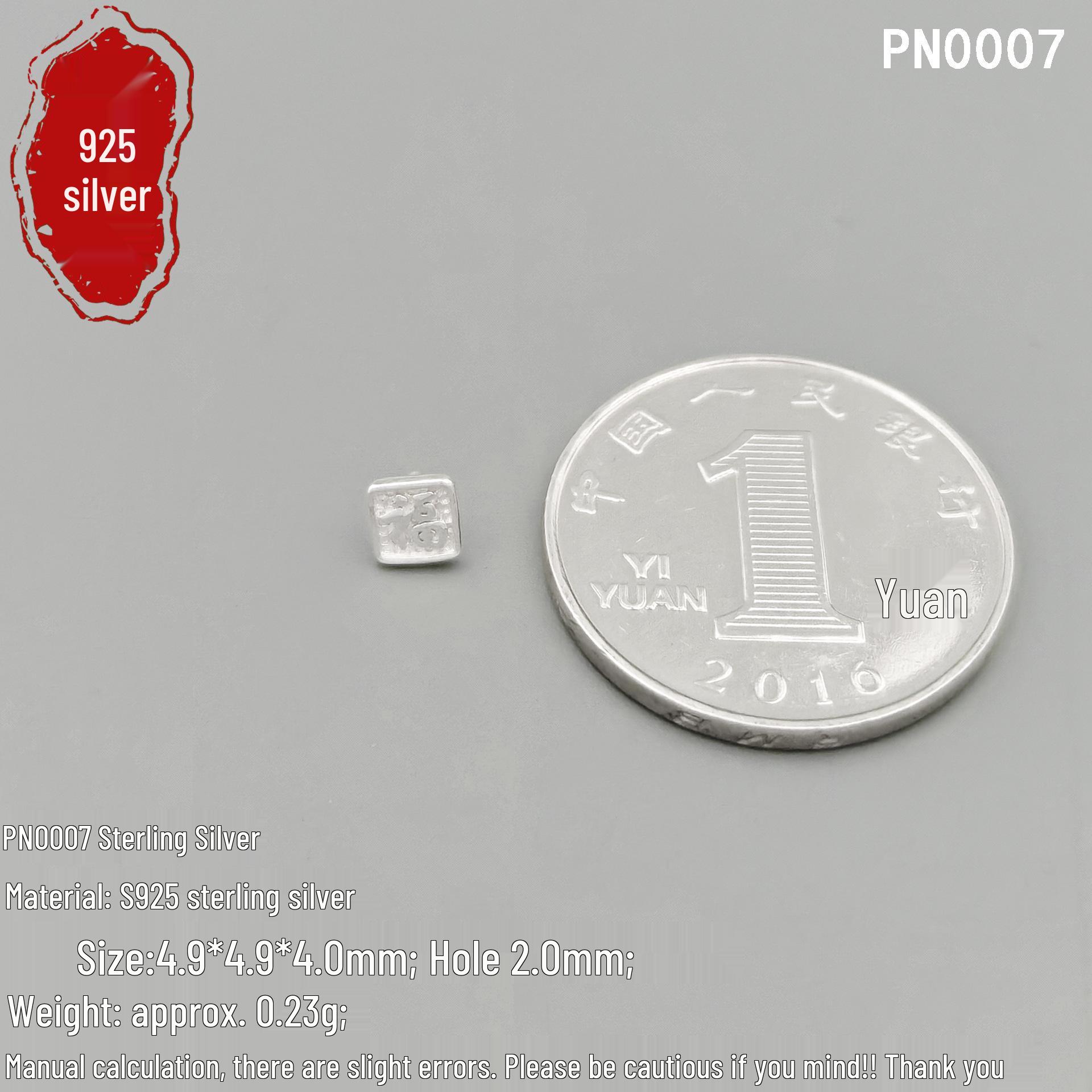 S925 Sterling Silver Fu Square Button for DIY Braided Rope Bracelets S925 Pure Silver: One Price