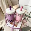 Creative Texture Milk Tea Small Bag Personality Cute Cartoon Style Autumn and Winter One-shoulder Messenger Mobile Phone Bag