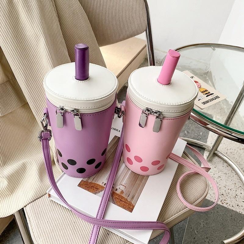 Creative Texture Milk Tea Small Bag Personality Cute Cartoon Style Autumn and Winter One-shoulder Messenger Mobile Phone Bag