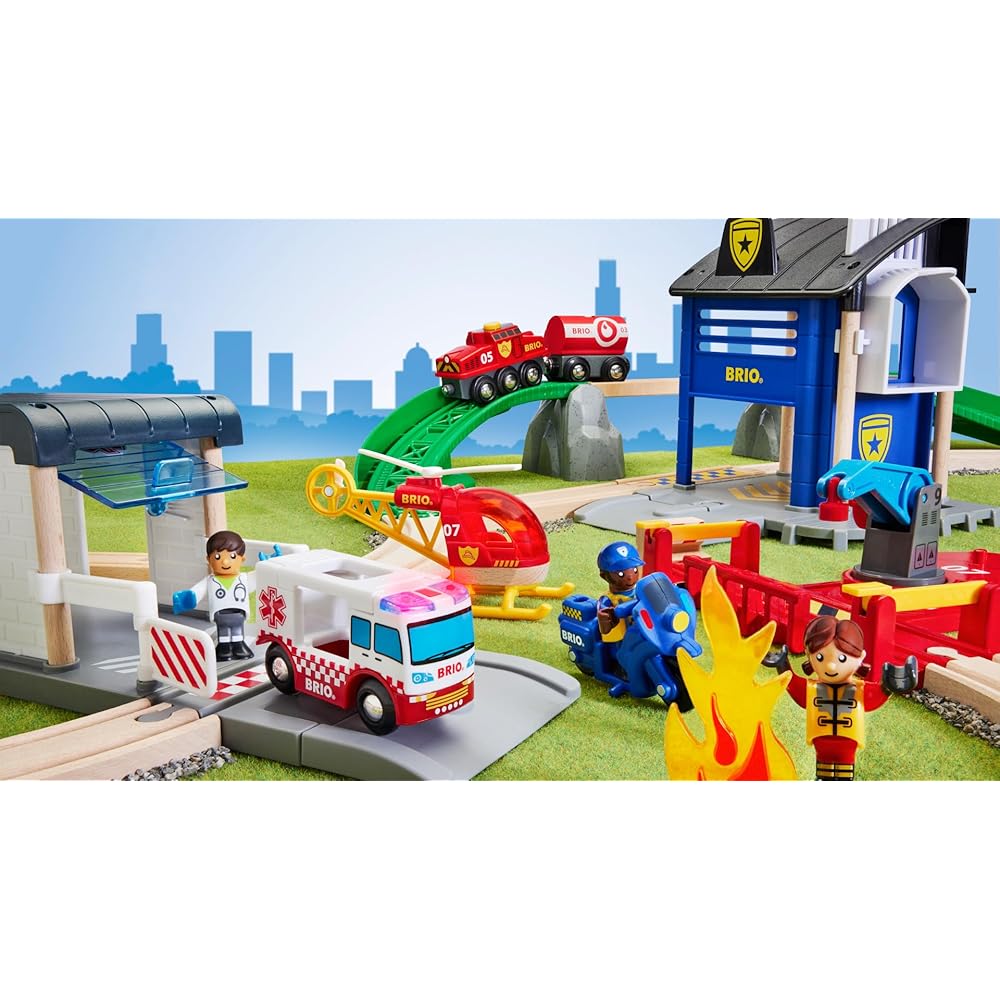 Brio Rescue Team Set 44 Pieces Wooden Toy for Ages 3+ Train Track Set