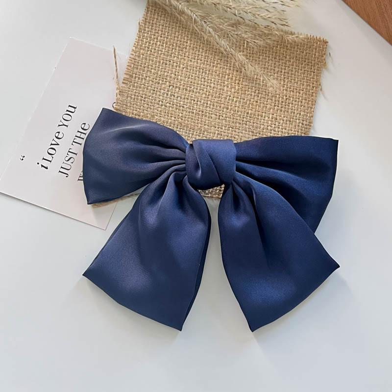 

Модные большие заколки для волос с бантом из ленты для женщин, модные атласные заколки-банты, милые заколки для хвостиков, женские аксессуары для волос, подарок тёмно-синий