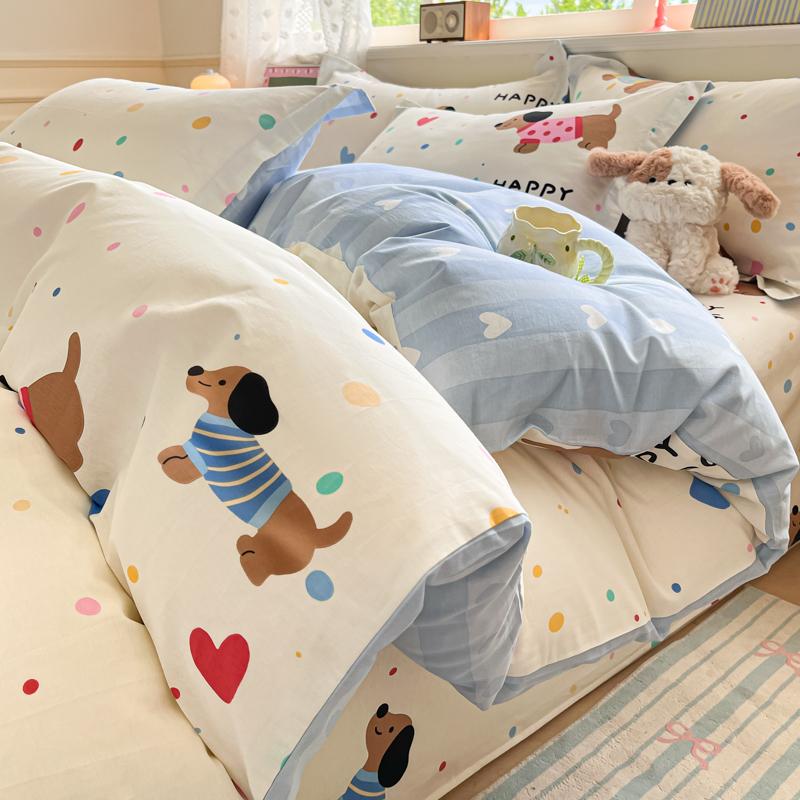 

Cartoon Duvet Cover Set 100% Cotton 3pcs Bedding Set (1 Duvet Cover 2 Pillowcases) | Hypoallergenic, Fade Resistant Fabric 135x200cm(53x79 in)