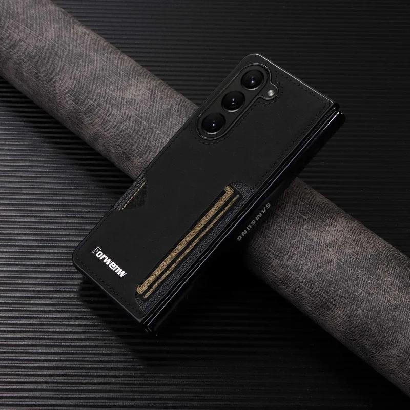 Retro Protective Phone Case for Samsung Z Fold 6 5 4 3Fold6 Fold5 Fold4 Fold3 5G Card Slot Holder Wallet Hard Leather Cover