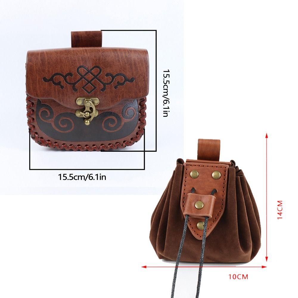 High-quality Leather Retro Belt Pouch Viking Style Festival Accessory Coin Purse Medieval Design Fanny Pack Halloween Costume