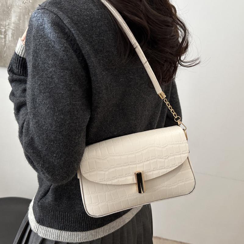 Pure Color Small Square Bag Women's Underarm Bag New Pattern Simple Commute Single Shoulder Handbag Trendy Bag