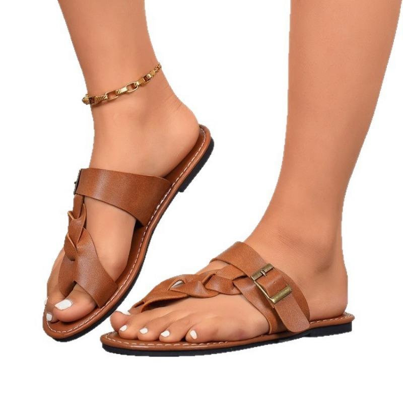 New Style Woven Flat Shoes for Women with LACES Lightweight and Casual Beach Flip-flops