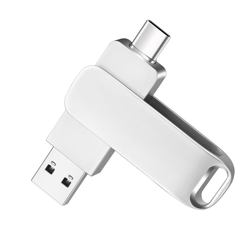 Customized Metal Dual-Use Rotating USB Flash Drive - High-Speed 32GB, 64GB, 128GB, Large Capacity