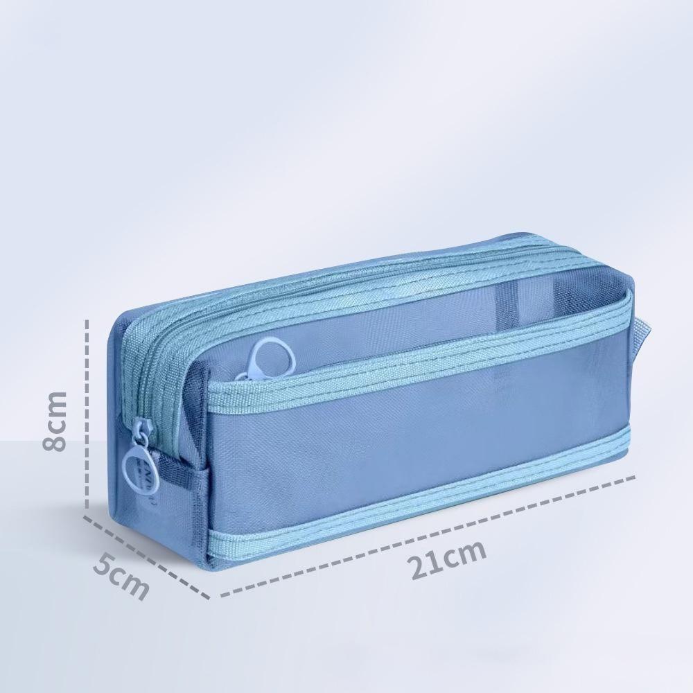 Transparent Pen Bag Mesh Stationery Organizer Portable Pencil Case School Office