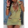 Knitted Dress European and American Sexy Hollow-out Backless Beach Skirt Casual Vacation Sling Sheath Sun Protection Clothing