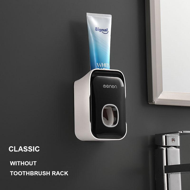 

Автоматический дозатор зубной пасты, выдавливатель с держателем зубной щетки, настенные наборы аксессуаров для ванной комнаты, подставка для зубных щеток чёрный