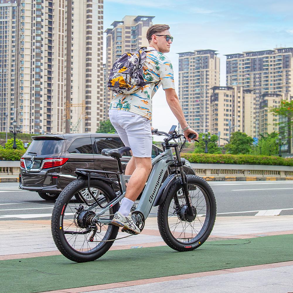 Shengmilo S700 Elektrofahrrad 1000W*2 Bürstenloser Motor 48V 17.5AH Hydraulische Bremse City Elektrofahrrad 26" Fat Tire Elektrofahrrad