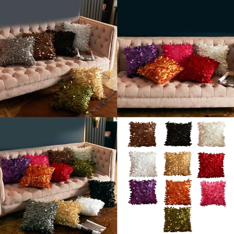 Pillow Cover 42x42cm Soft Decorative 3D Leaf Cushion Case Unique Touching For Sofa Couch Bed In Living Room