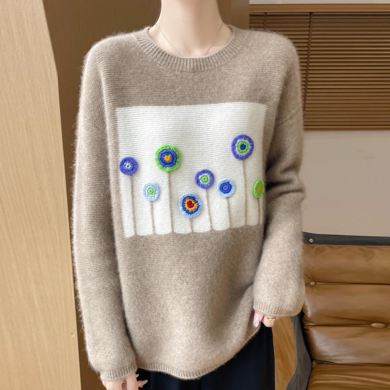 

Women s Cashmere Sweater Qinghe Cashmere 30% Cashmere 70% Wool Women s Autumn and Winter Thick Cashmere Pullover Soft and Warm XL коричневий