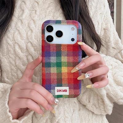 Regenbogen-Karo-Handyhülle für iPhone 15, iPhone 16, iPhone 17 Pro Max