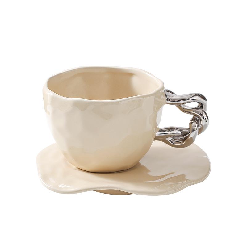 Creative Ceramic Coffee Cup and Dish Set Hotel Cafe Cappuccino Latte Coffee Cup Home Breakfast Milk Cup Office Mug Friend Gift